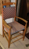 OLD SHAKER ARMCHAIR W/ WOVEN RIBBON SEAT & BACK