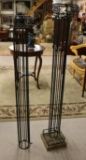 2 CAST IRON COLUMNS/FERN STANDS, 1 WITH