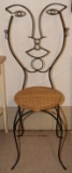 FIGURAL FACE-BACK METAL ARTISAN CHAIR W/ RUSH