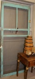 PRIMITIVE RUSTIC BLUE PAINTED SCREEN DOOR W/ 4