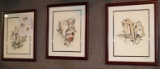 3 FRAMED & GLAZED ALFRED GOCKEL LITHOGRAPHS,