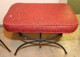 MID CENTURY MODERN BLACK IRON STOOL W/ RETRO