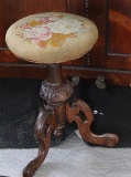 ANTIQUE ORNATELY CARVED VICTORIAN PIANO STOOL