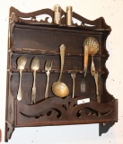 EARLY 20TH C. SPOON/SPICE RACK W/ SOME