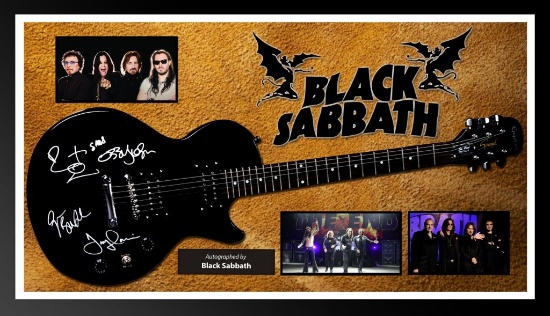 Black Sabbath Signed and Framed Guitar