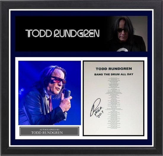 Todd Rundgren Signed Lyrics Bang The Drum All Day