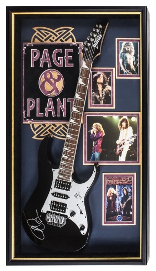 Page and Plant Signed and Framed Guitar