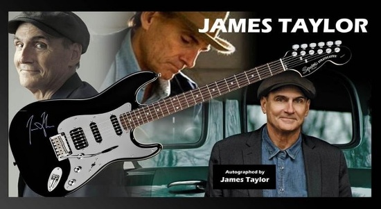 James Taylor Electric Signed and Framed Guitar