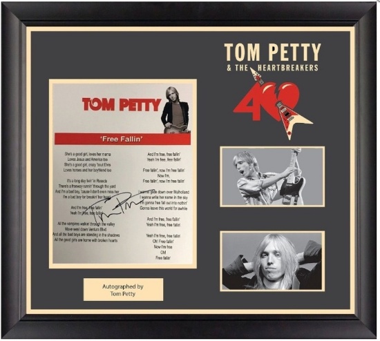 Tom Petty Autographed Lyrics Free Fallin'
