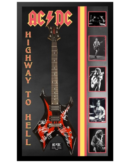 AC/DC  Signed and Framed BC Rich Warlock Guitar â€“ Highway to Hell
