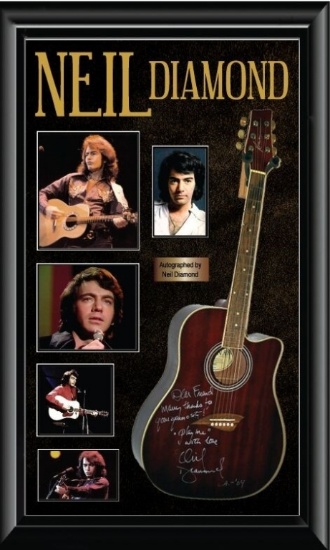 Neil Diamond Acoustic Signed and Framed Guitar