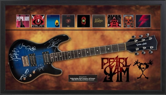 Pearl Jam Signed and Framed Guitar
