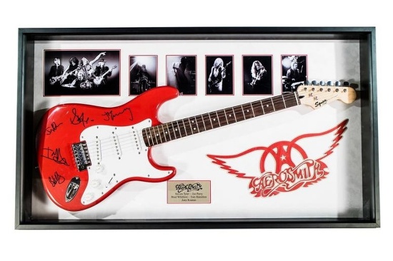 Aerosmith Signed and Framed Guitar