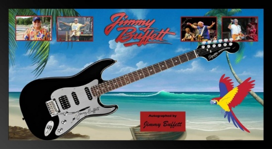 Jimmy Buffet Signed and Framed Guitar