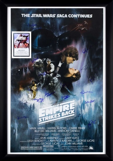 Star Wars - The Empire Strikes Back Cast Signed Movie Poster Framed + COA