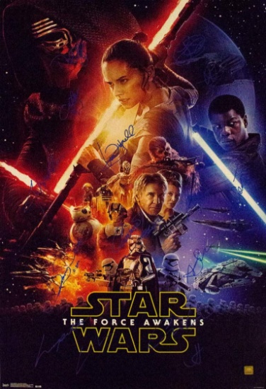 Star Wars - The Force Awakens Cast Signed Movie Poster