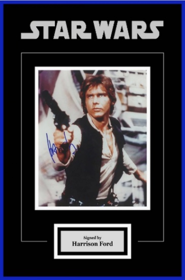 Star Wars - Signed Harrison Ford as Han Solo Movie Photo - Framed Artist Series