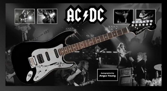 AC/DC Signed and Framed Guitar - Angus Young