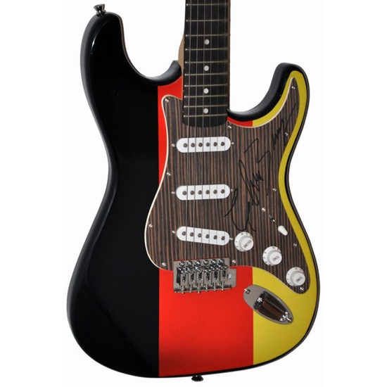 Chuck Berry Signed German Flag Colored Guitar