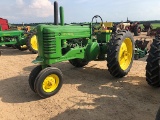 JOHN DEERE A TRACTOR, NEW TIRES, REPAINTED, REAR STEPS, COMPLETE RESTORED