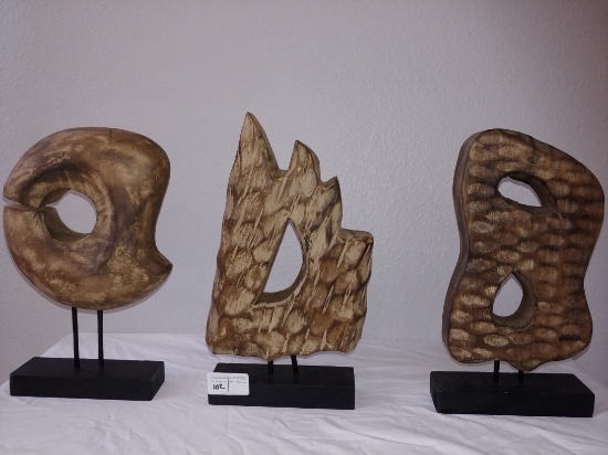 3 Free Form Wood Sculptures