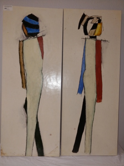 Pair Of Abstract Figure Art