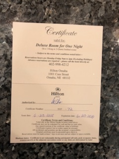 Hilton One night Stay for downtown Omaha