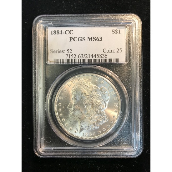 Certified Morgan Silver Dollar 1884-CC MS63 PCGS