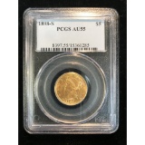 Certified $5 Gold Liberty 1898-S AU55 PCGS