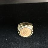 Estate Gold ring 2 1/2 Indian Gold coin