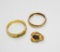 Lot of 2 14K Gold Band Rings (Size 7 & 9) & a 10K Gold Lapel Pin