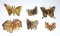 Lot of 4 Vintage Gold Toned Butterfly Pins/Brooches + 1 Set of Butterfly Earrings