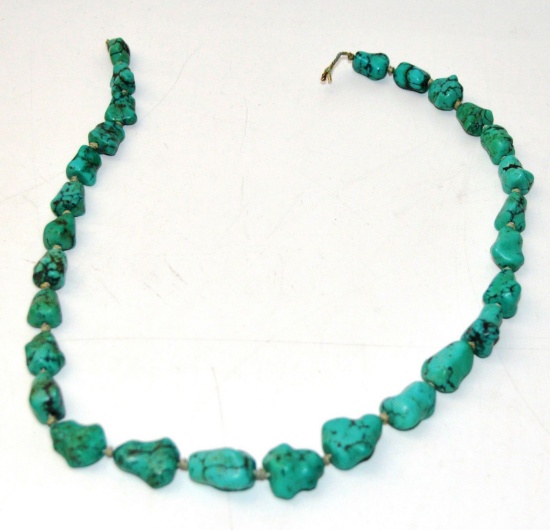 Vintage Heishi Handmade Natural Turquoise Beads Strand Necklace No Clasp 17"