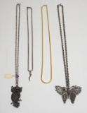 Lot of 4 Chain Necklaces, 3 w/Pendants
