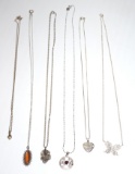Lot of 6 Assorted Sterling Silver Ladies / Womens Necklaces w/ Pendants 24g