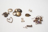 Lot of Assorted Vintage Jewelry: Earrings, Bracelet, Pins and a Pendant  26g