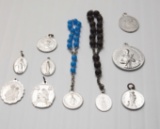 Lot of 8 Rosary Pendants & 2 Rosary Bracelets w/Pendants (10 Pendants Total)
