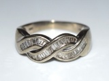 Vintage 14K White Gold and Diamond Twist Band Ring Size 8