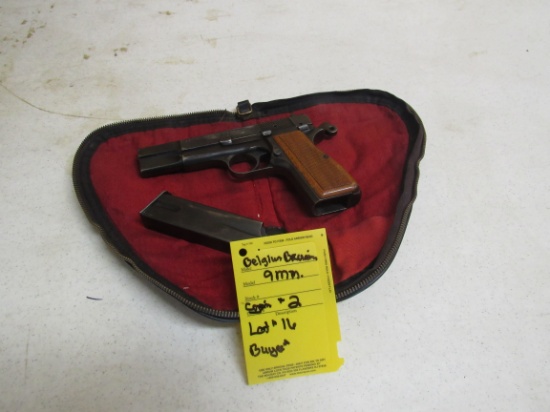 Belgium Browning, 9mm pistol, SN: T176534
