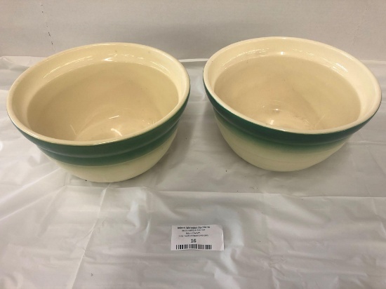 Green and cream mixing bowls