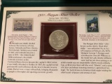 1921 Morgan silver dollar and stamps
