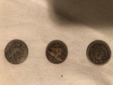 Three 1800s Nickels