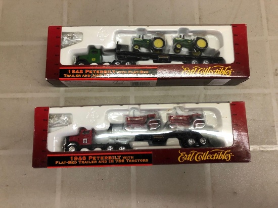 Ertl collectibles 1/64 scale international and John Deere semi?s with tractors