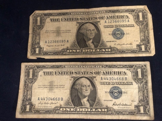 1957 AND 1957A ONE DOLLAR SILVER CERTIFICATE