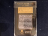 AMERCIAN MINT COMMEMORATIVE GOLD CERTIFICATE