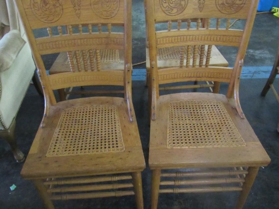 LOT OF 4 MATCHING CANE BOTTOM CHAIRS
