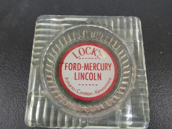 LOCK'S FORD-MERCURY LINCOLN ADVERTISING ASHTRAY
