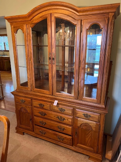 LARGE GLASS FRONT DISH CABINET