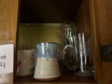 CABINET CONTENTS; CUPS, VASES, MISC