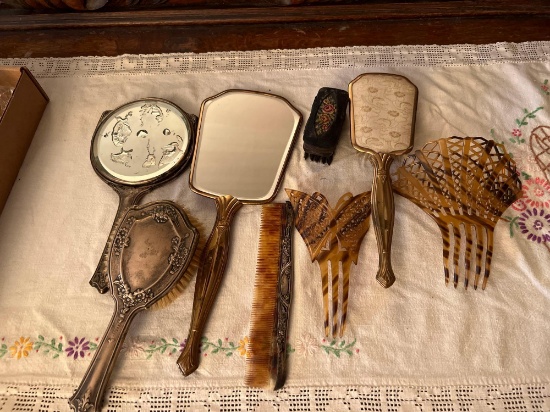 VINTAGE MIRRORS, HAIRBRUSHES